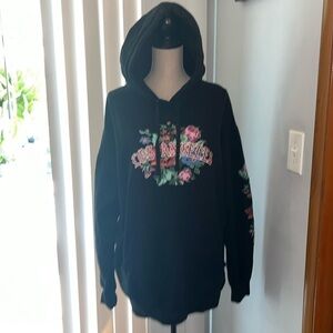 RSQ Los Angeles Hoodie Black with Los Angeles with flowers surrounding it XL